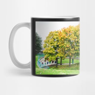 Autumn trees leaves over underpass painting Mug